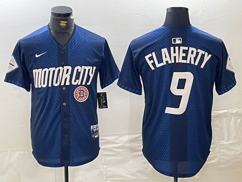 Men Detroit Tigers 9 Flaherty Blue City Edition Nike 2024 MLB Jersey style 2